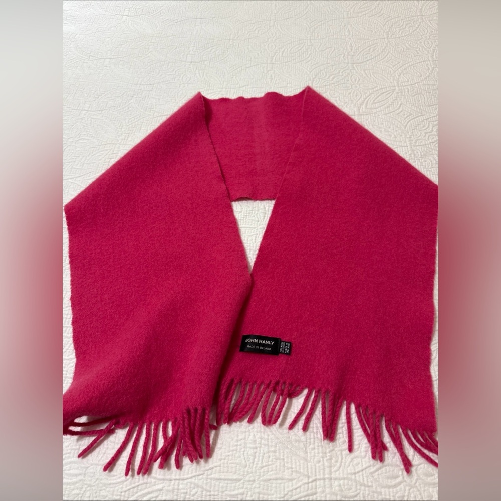 John Hanly Women’s Cashmere Wool Blend‎ Scarf Made In Ireland Pink Crimson Red